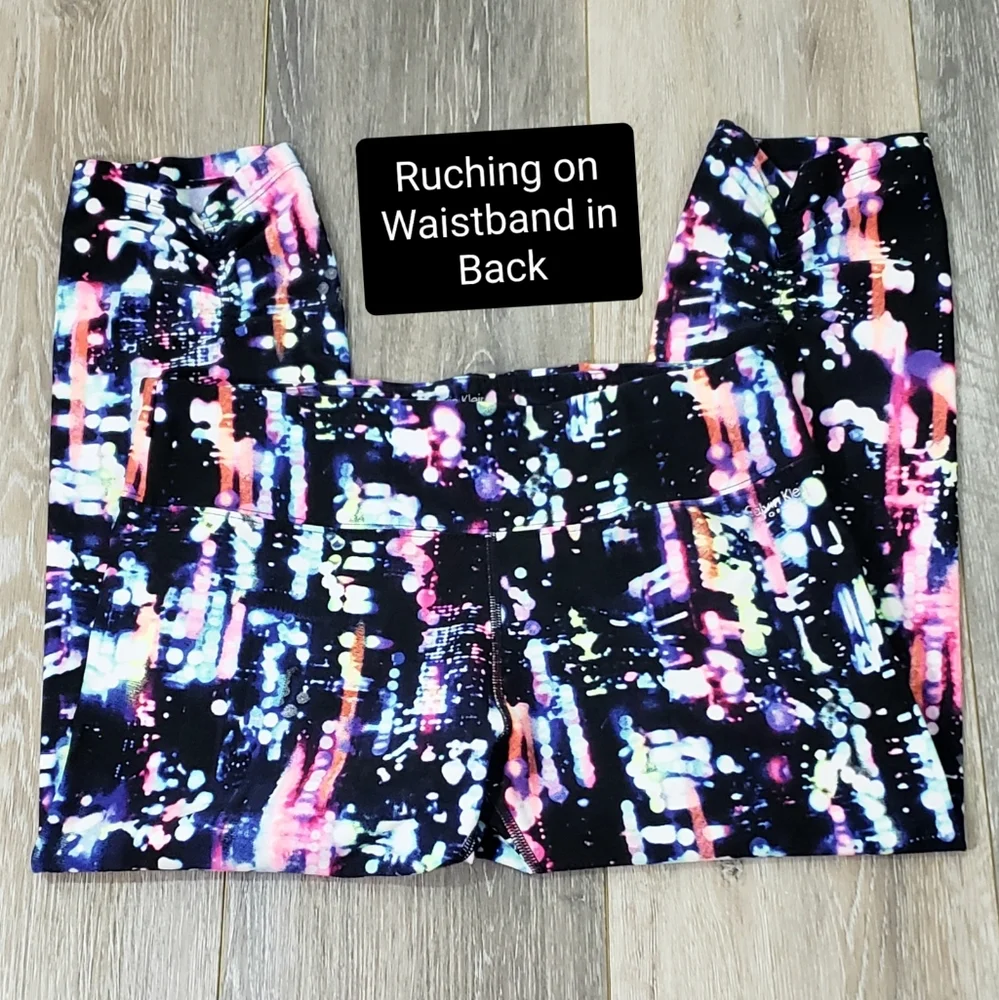 Calvin Klein Performance Quick Dry Legging Capri Black Multi Graphic - Picture 4 of 7